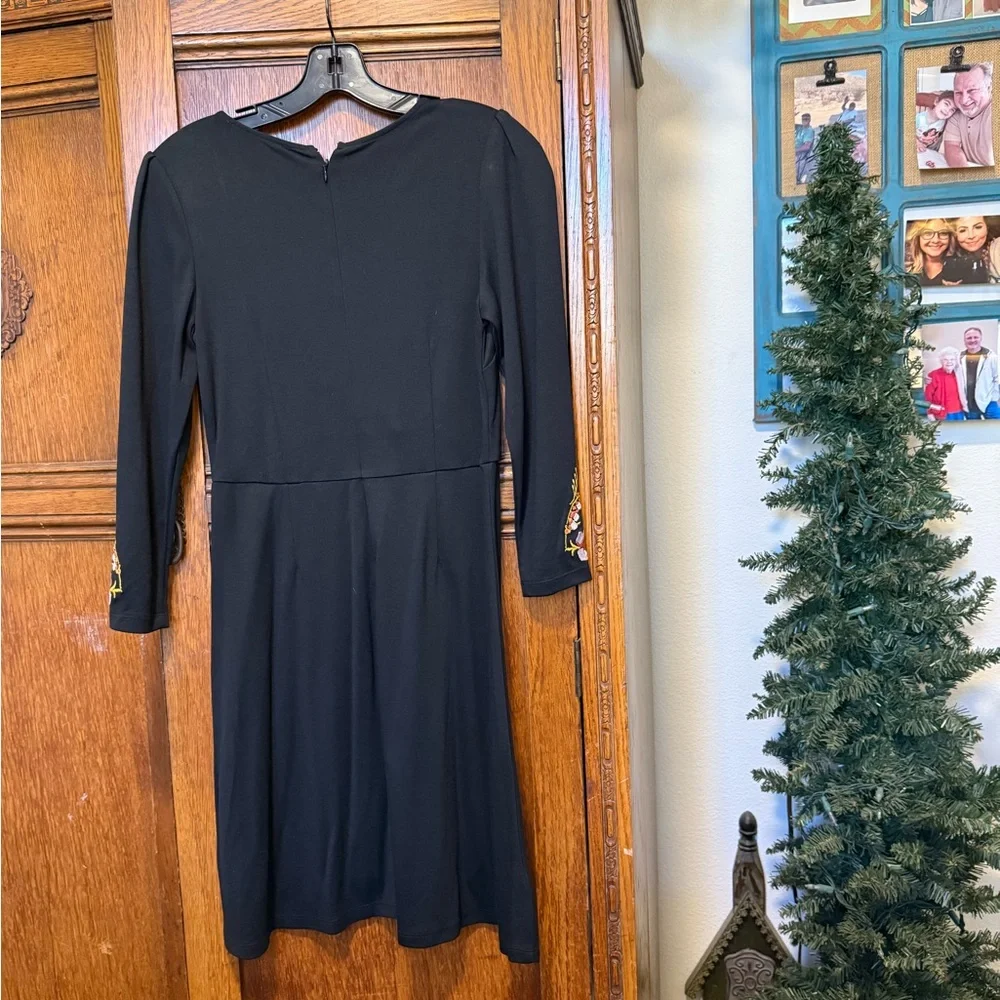LOFT Black Dress with Colorful Floral Embroidery - Picture 4 of 8